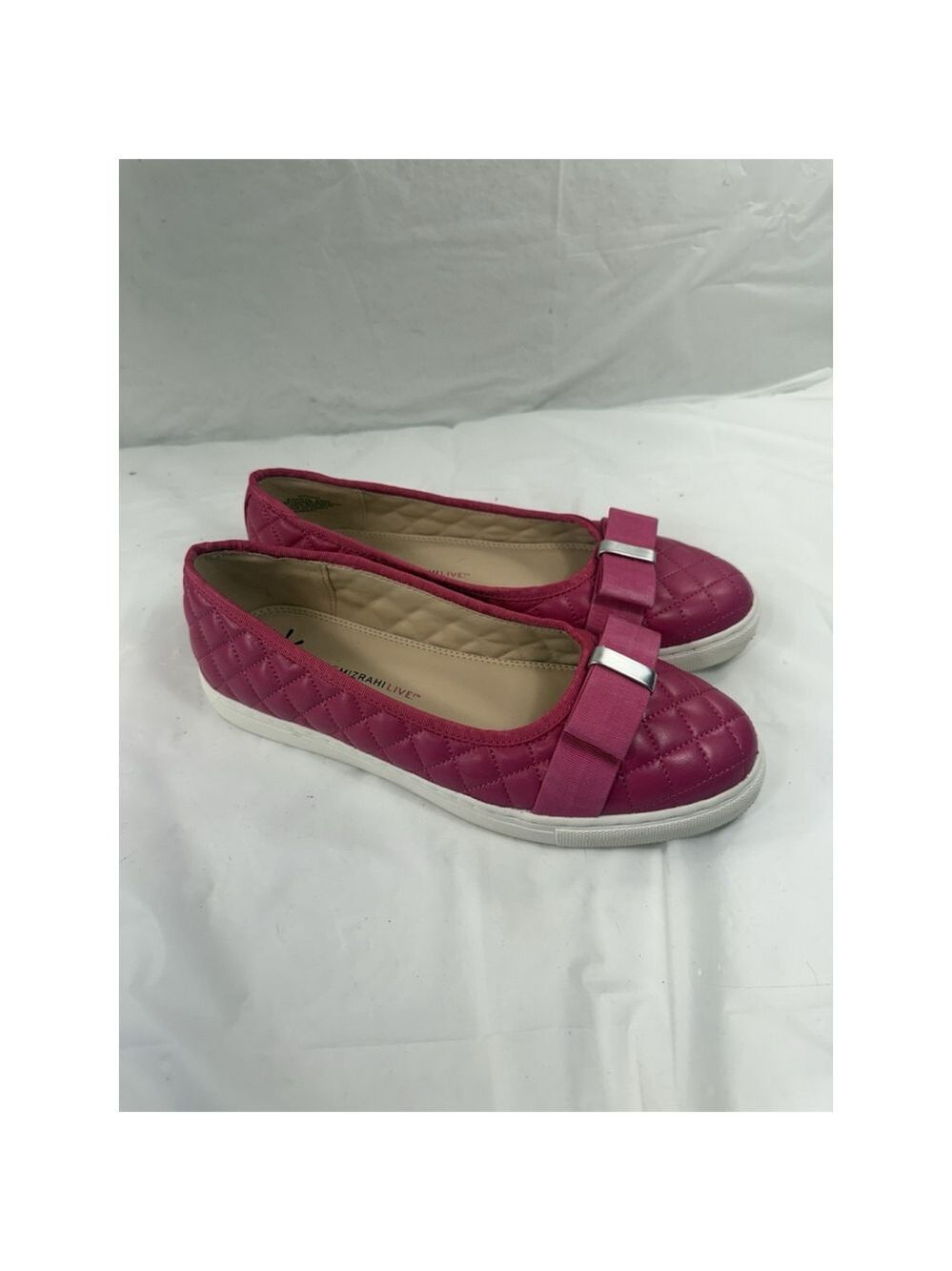 Isaac Mizrahi Live Kaitlyn Quilted Leather Flats Size 8.5 Pink Shoes - Picture 3 of 15